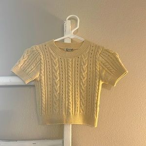 Free People solid cable knit crop top